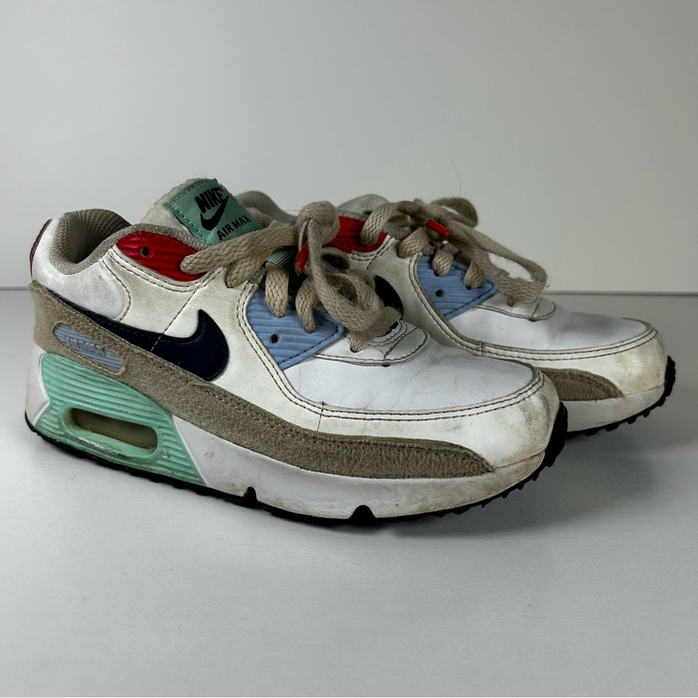 Nike Air Max 90 LTR SE "Patches" Size 1.5Y Shoes White-Sanddrift DZ2889-100